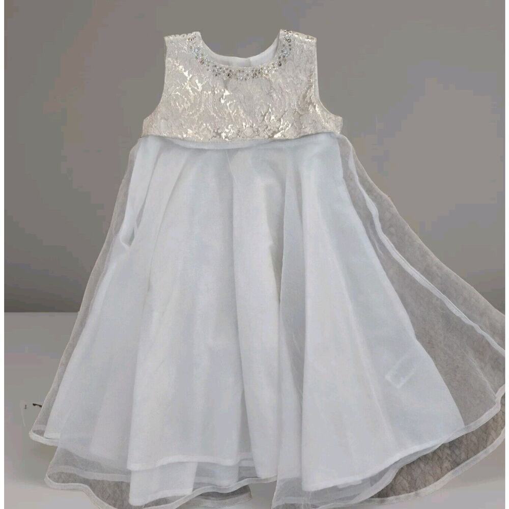 Catherine Malandrino Beige Gold Sleeveless Girls Party Dress Size 5T